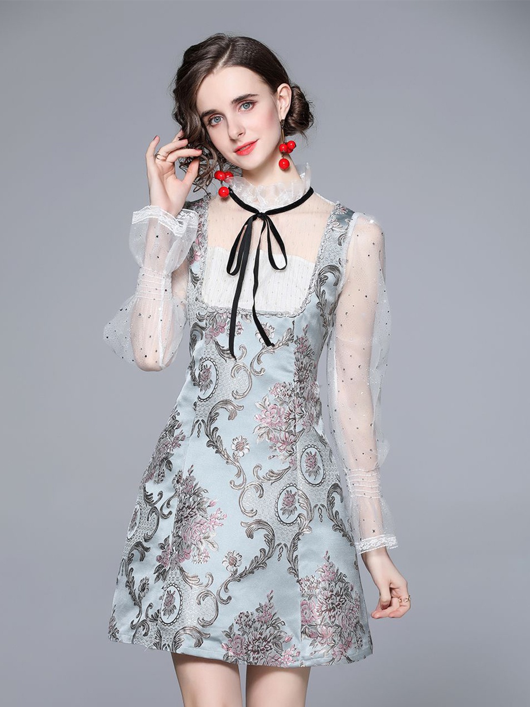 

JC Collection Ethnic Motifs Printed A-Line Dress, Blue
