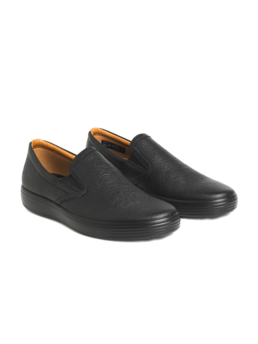 

ECCO Men Soft 7 Solid Leather Slip-On Casual Sneakers, Black
