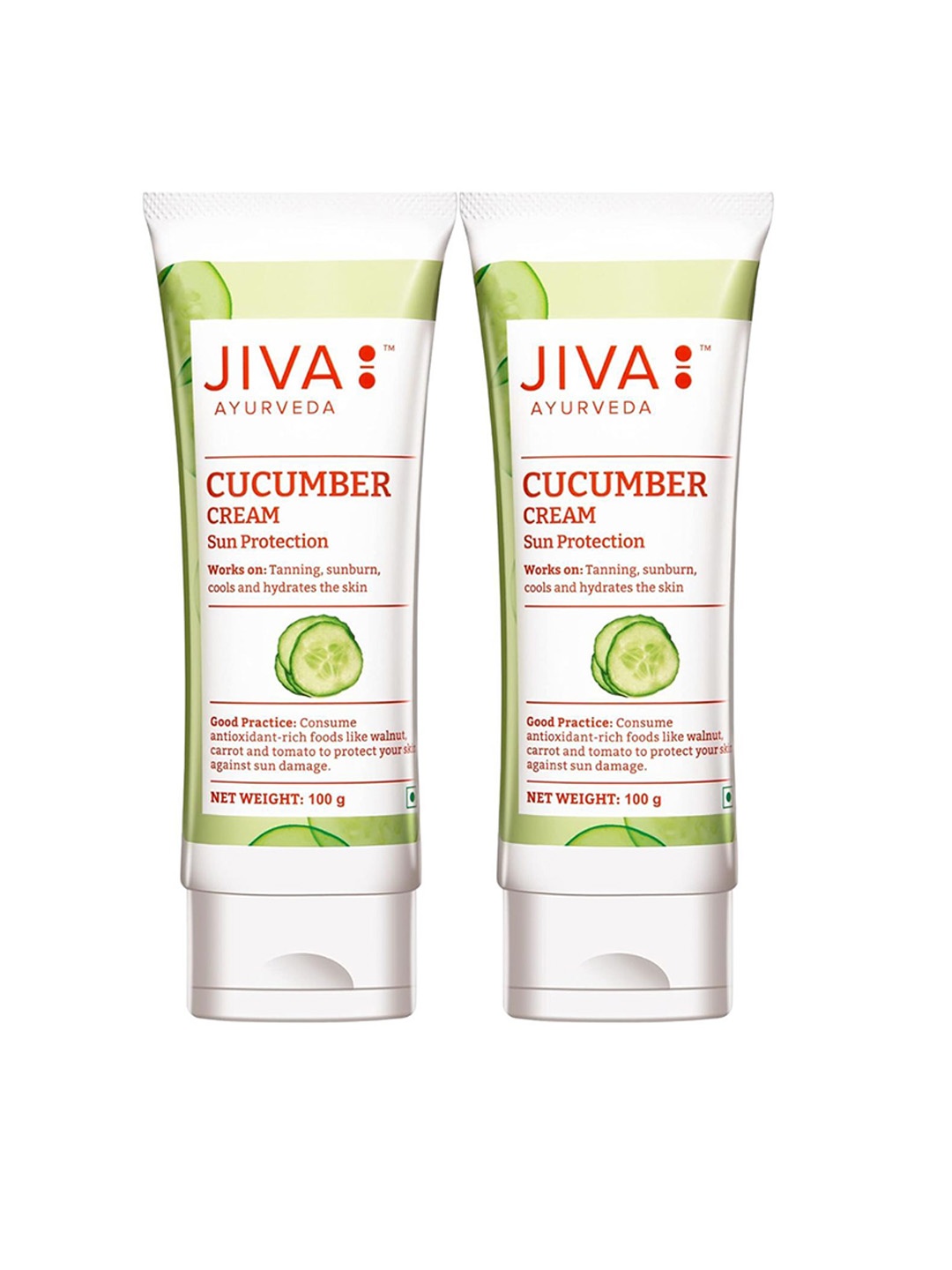 

Jiva Set Of 2 Sun Protection Cucumber Cream for Tanning & Sunburn - 100g Each, White