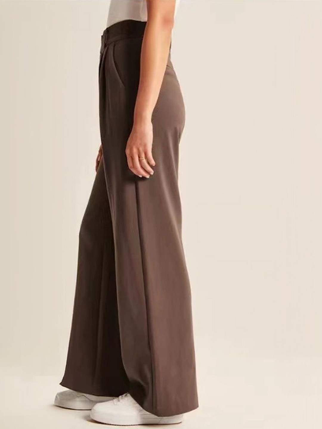 

StyleCast Women Solid Parallel Trousers, Brown