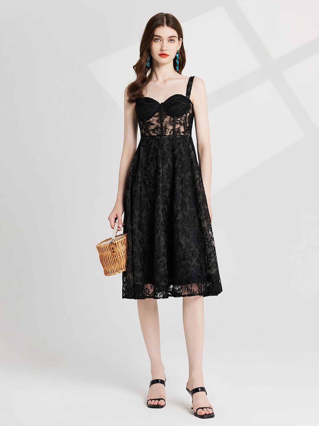 

JC Collection Floral Fit & Flare Dresses, Black