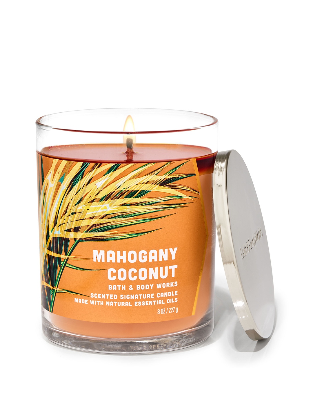 

Bath & Body Works Mahogany Coconut Signature Single Wick Candle with Essential Oils - 227g, Orange