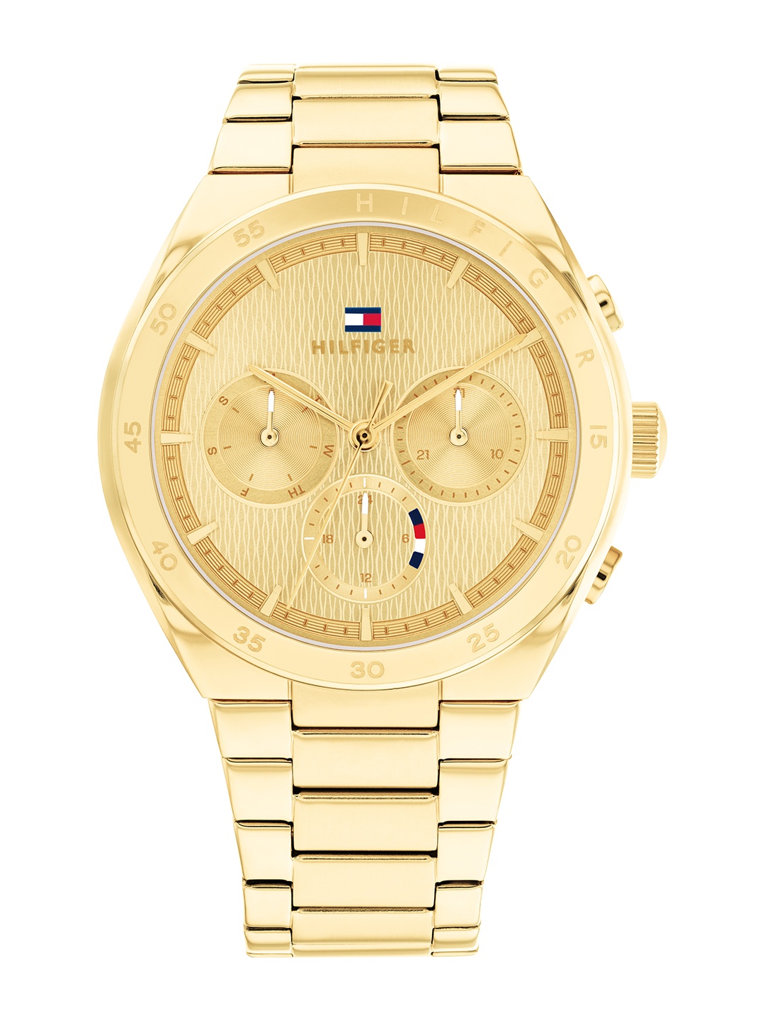 

Tommy Hilfiger Women Carrie Bracelet Style Straps Multifunction Analogue Watch TH1782575, Gold