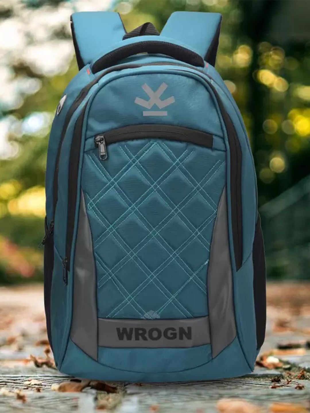 

WROGN Unisex Geometric Backpack with Reflective Strip, Turquoise blue