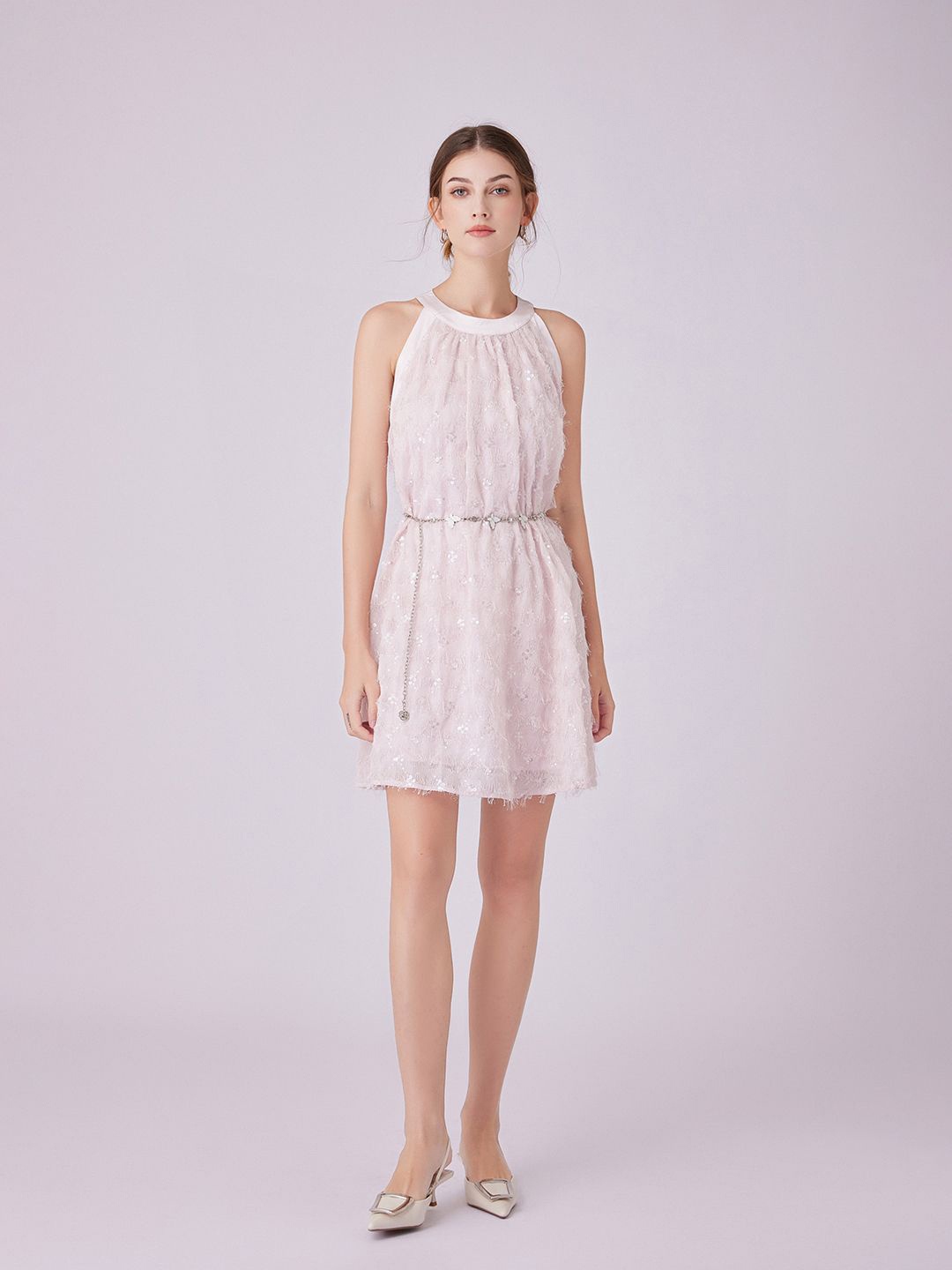 

JC Collection Women Embellished Round Neck Fit & Flare Dress, Pink
