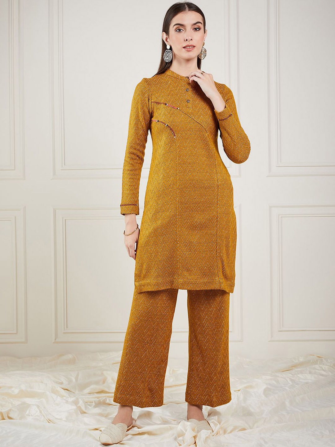 

STADO Woven Design Tunic with Trousers, Mustard