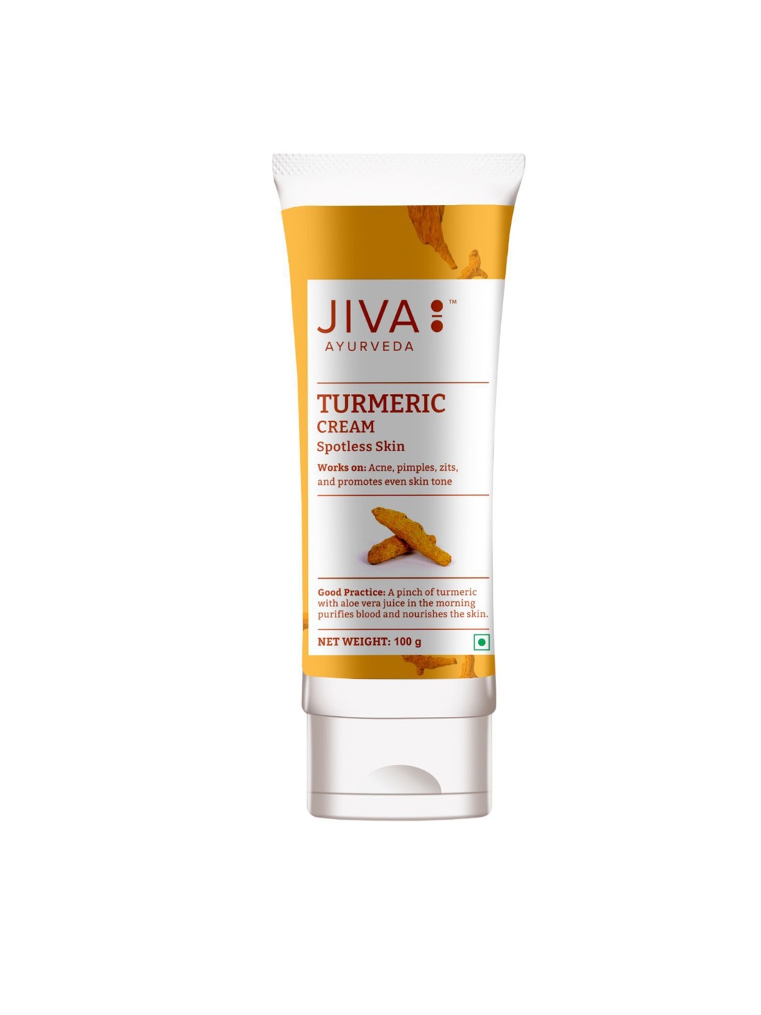 

Jiva Ayurveda Turmeric Cream For Acne, Pimples, Zits & Uneven Skin Tone - 100g, White