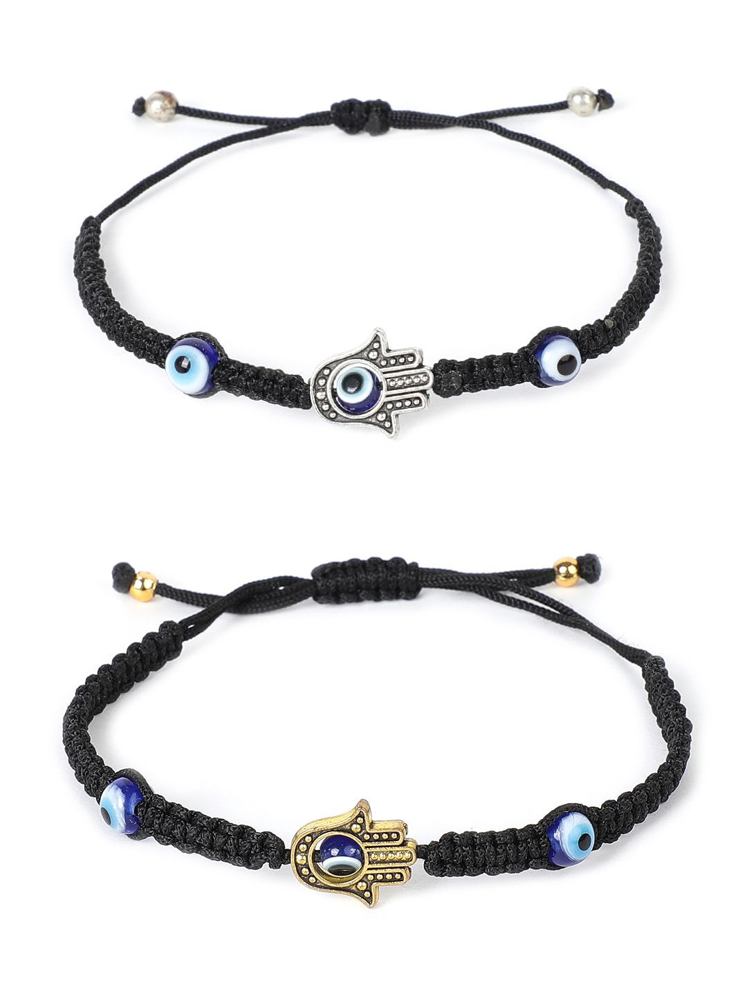 

EL REGALO Unisex Set of 2 Charm Bracelet, Black