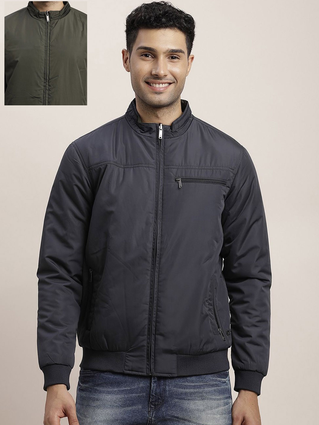 

Turtle Men Reversible Bomber Jacket, Navy blue