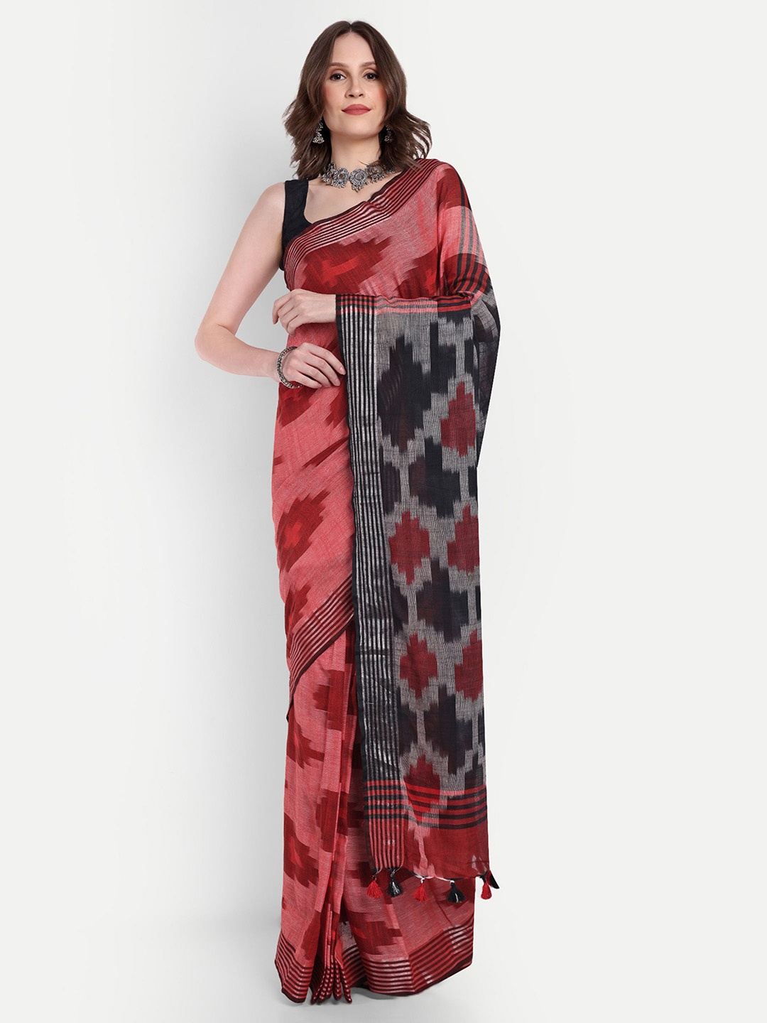 

Aseem by AseemShakti Red Silk Cotton Ready to Wear Bhagalpuri Saree