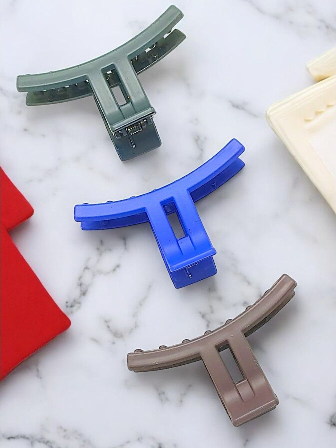 

9blings Women Set of 3 Casual Claw Clips, Blue