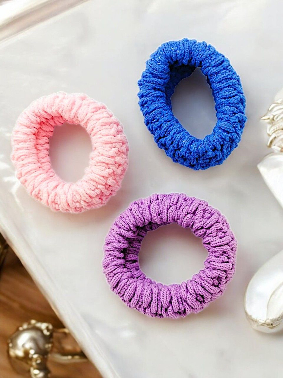 

9blings Women Set of 3 Ponytail Holders, Pink