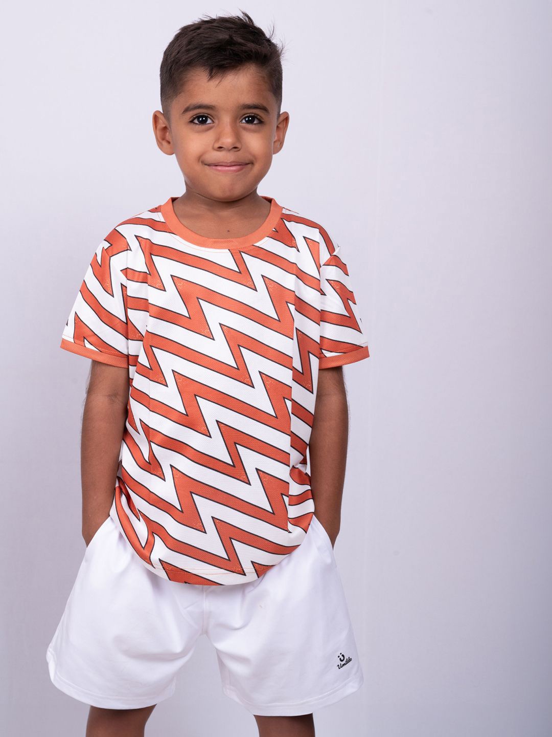

UMILDO Boys Printed Round Neck Short Sleeves T-shirt With Shorts, Coral