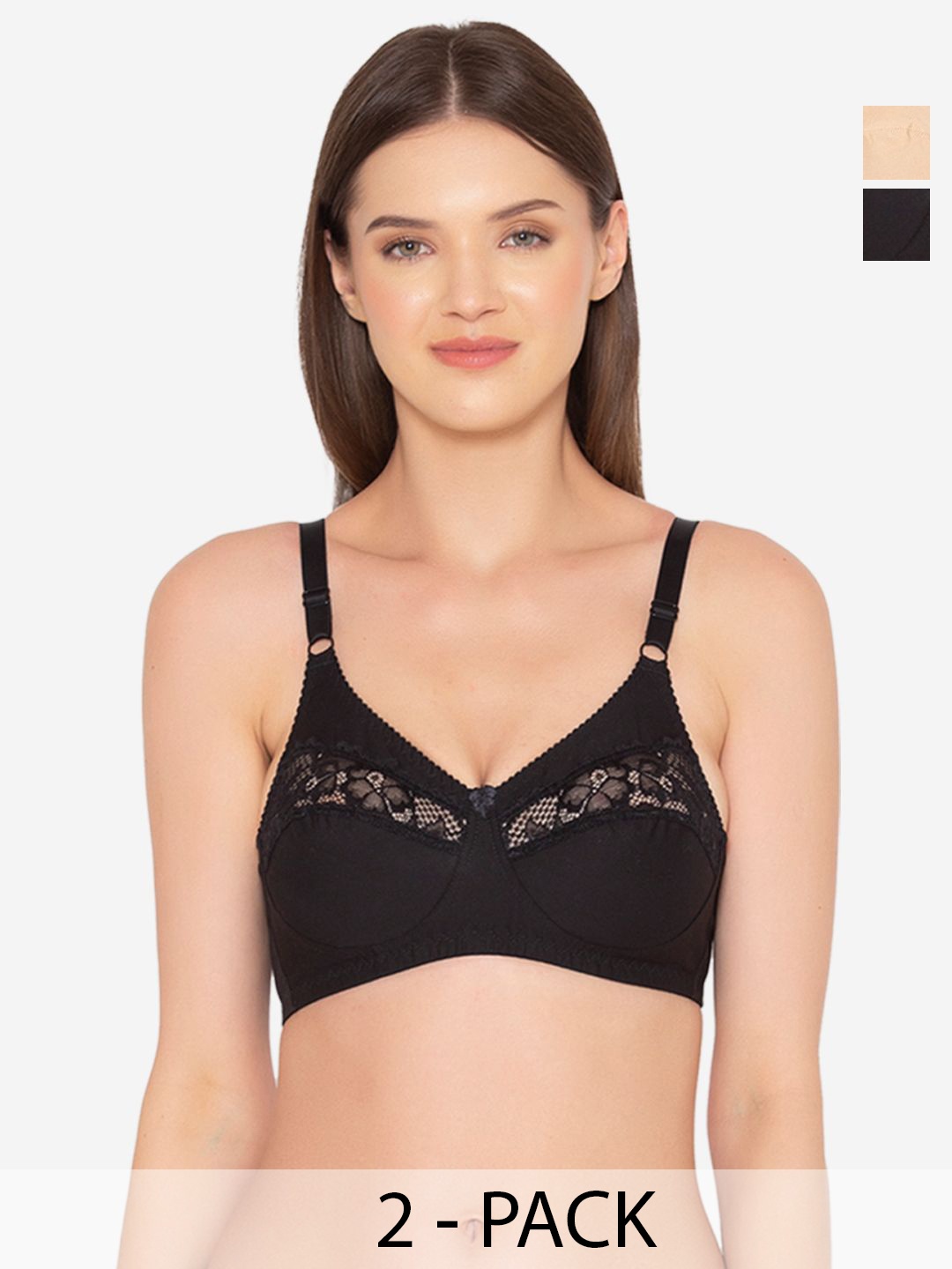 

GROVERSONS Paris Beauty Pack of 2 Women Solid Full Coverage Non-Padded Bra, Beige