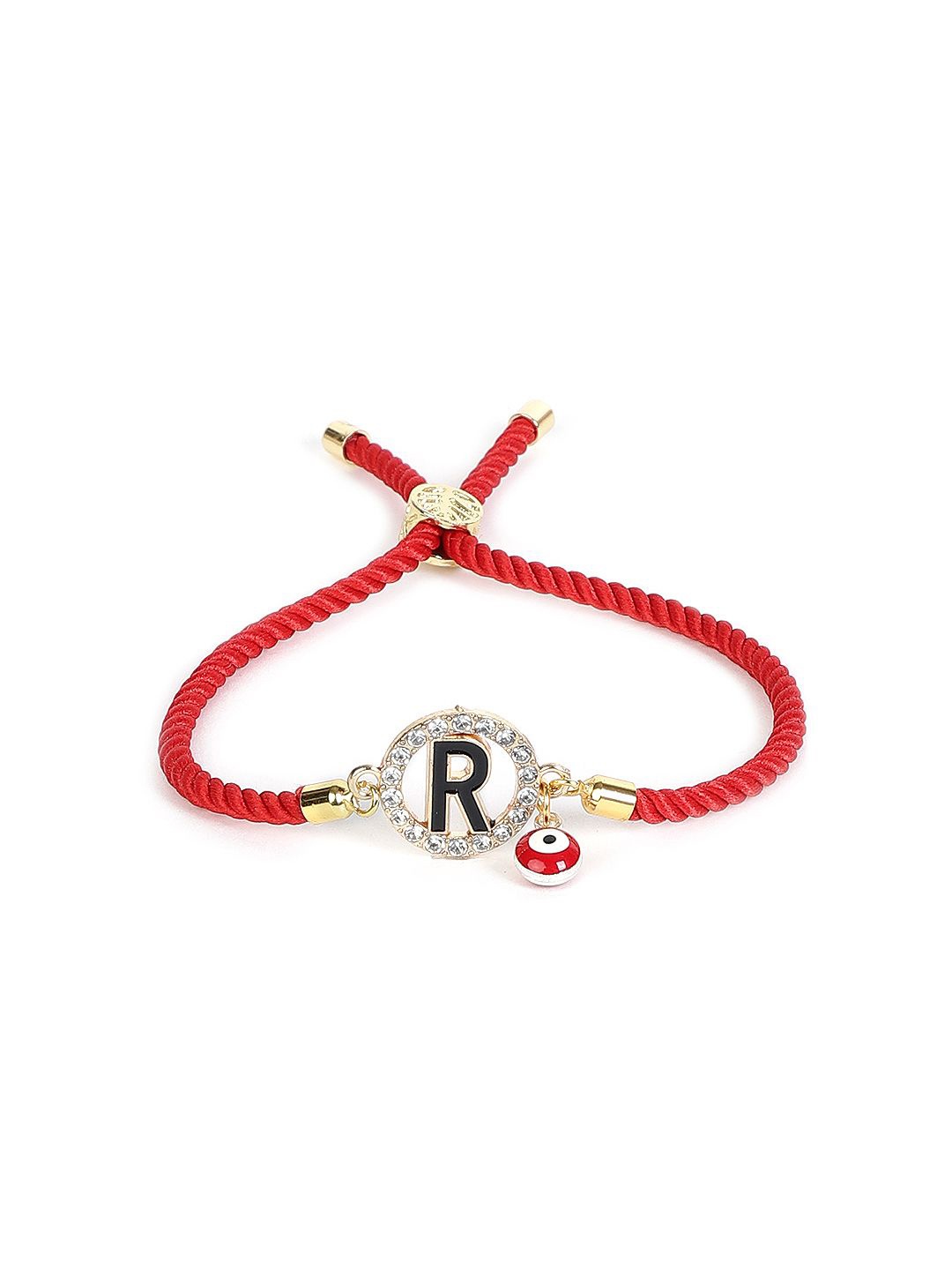 

EL REGALO Unisex Stone Studded R Initial Wraparound Bracelet, Gold