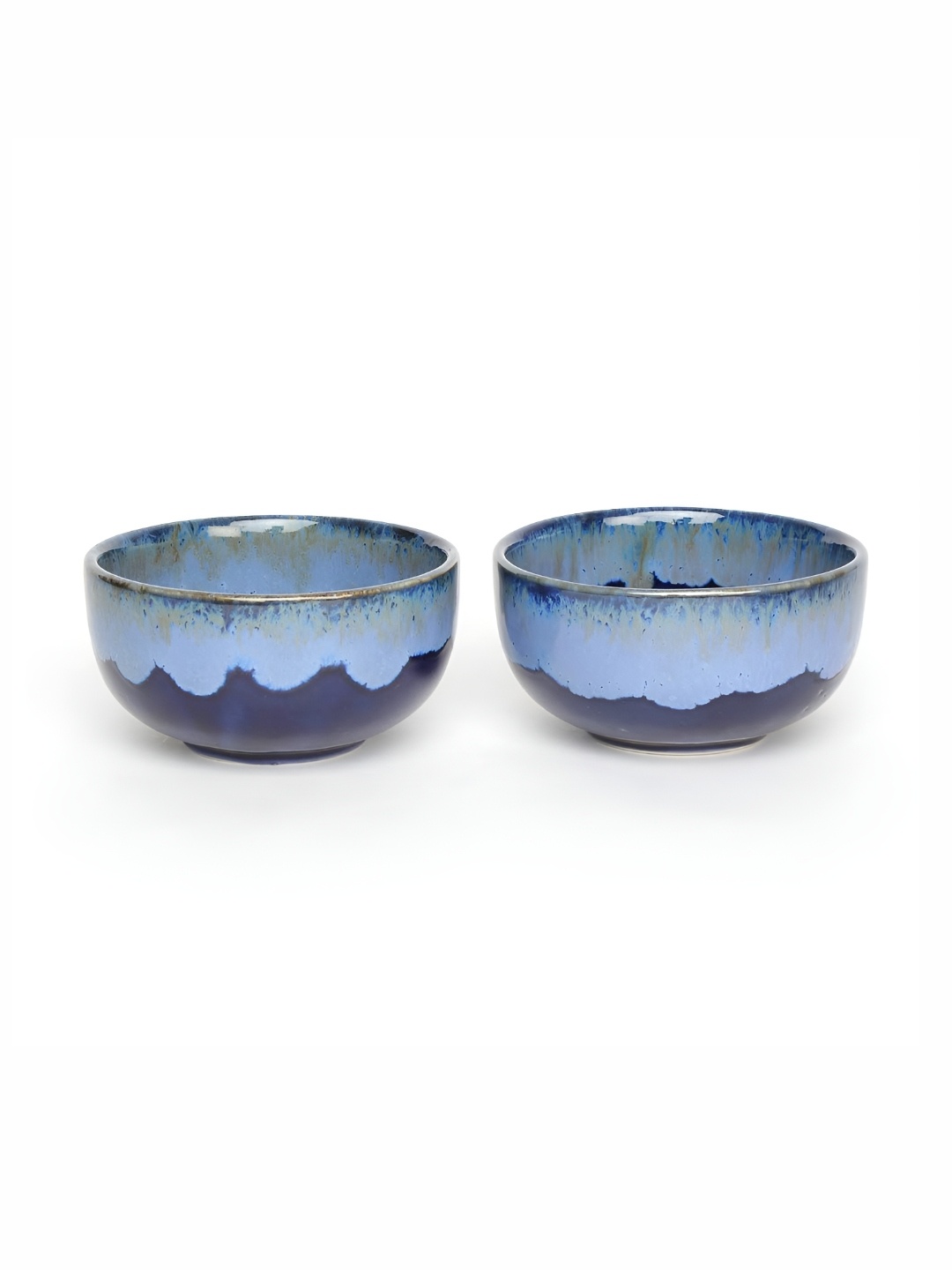 

AMALAFIEE CERAMICS Blue 2 Pieces Printed Ceramic Microwave Safe Serving Bowls