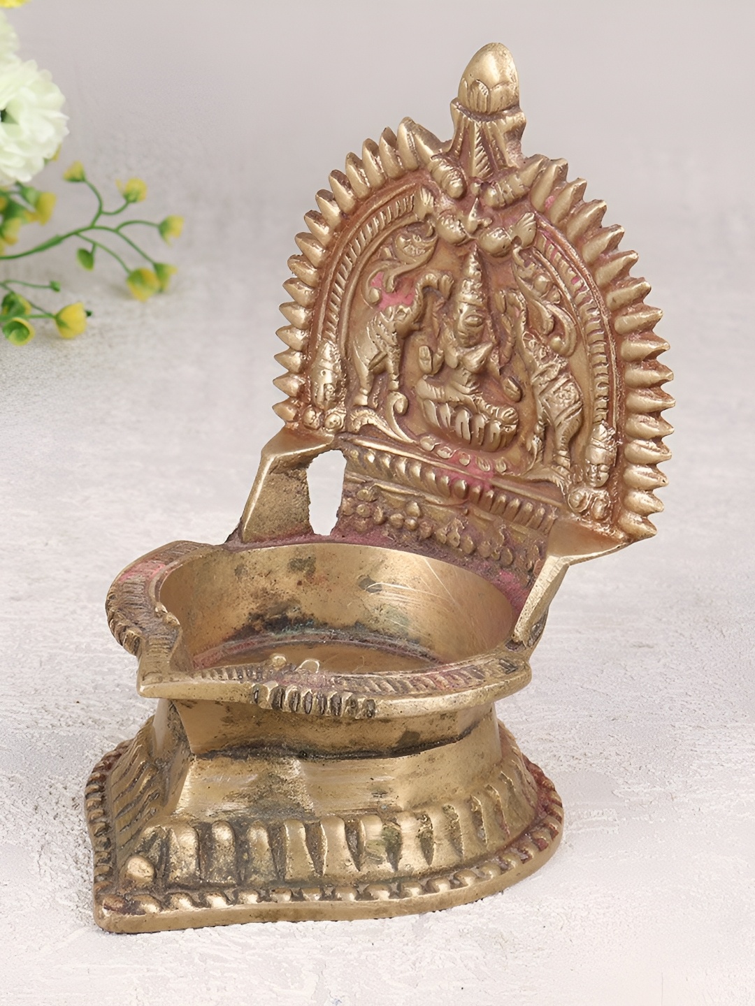 

Indianshelf Gold Toned Textured Brass Pooja Diya