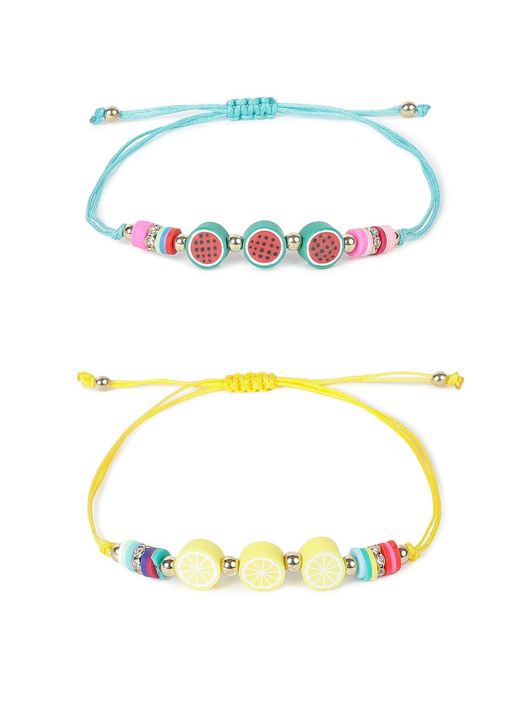 

EL REGALO Kids Set Of 2 Beaded Charm Bracelets, Yellow