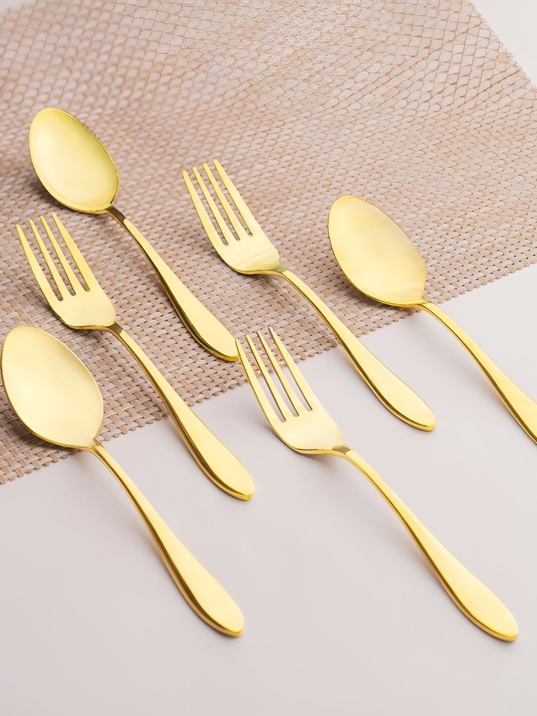 

haus & kinder Gold Toned 4 Pieces Stainless Steel Forks, Champagne