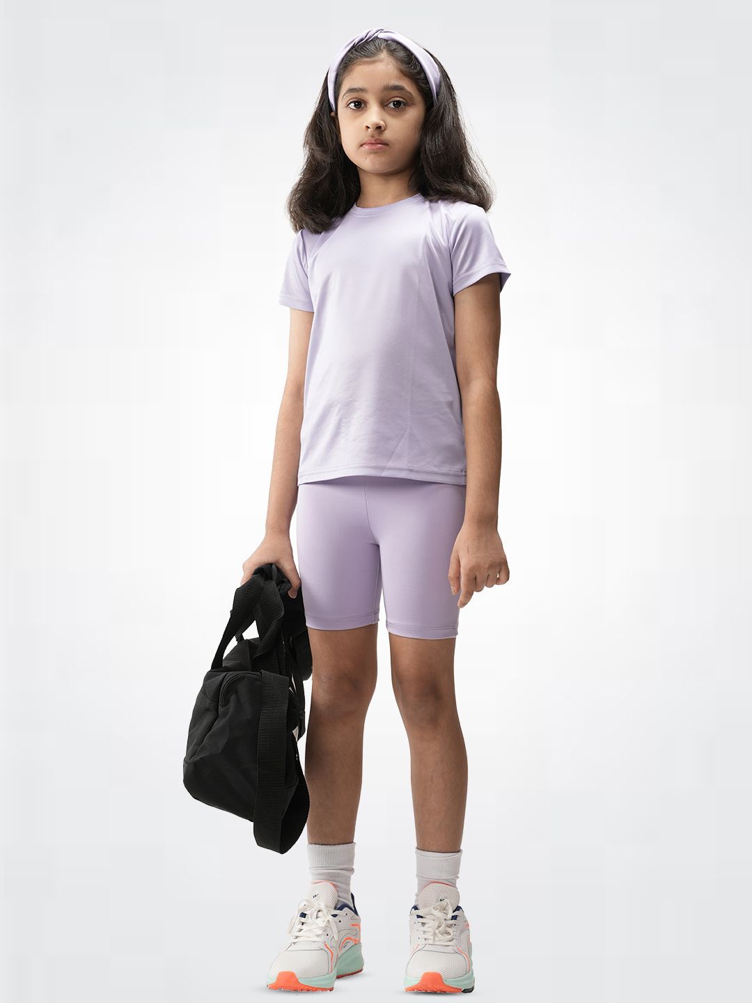 

UMILDO Girls Round Neck T-shirt with Shorts, Lavender