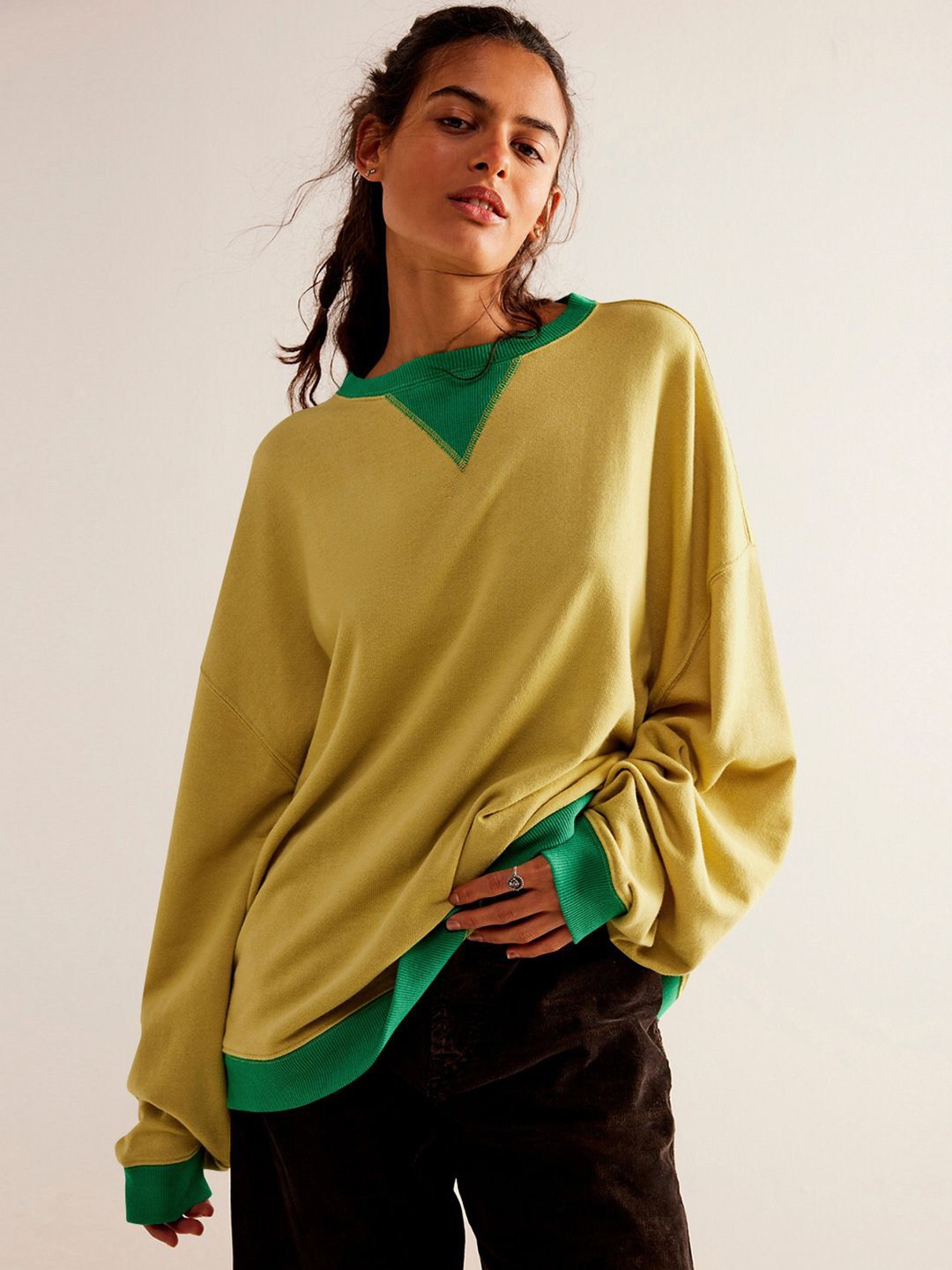 

JC Mode Women Solid Sweatshirt, Yellow