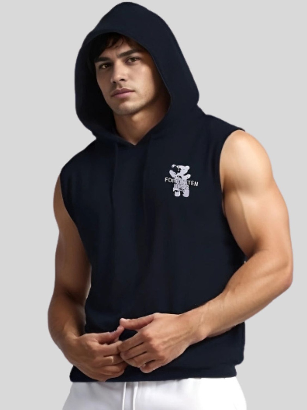 

Looks United Printed Hooded Gym Vest VST-BK-LU1004, Black