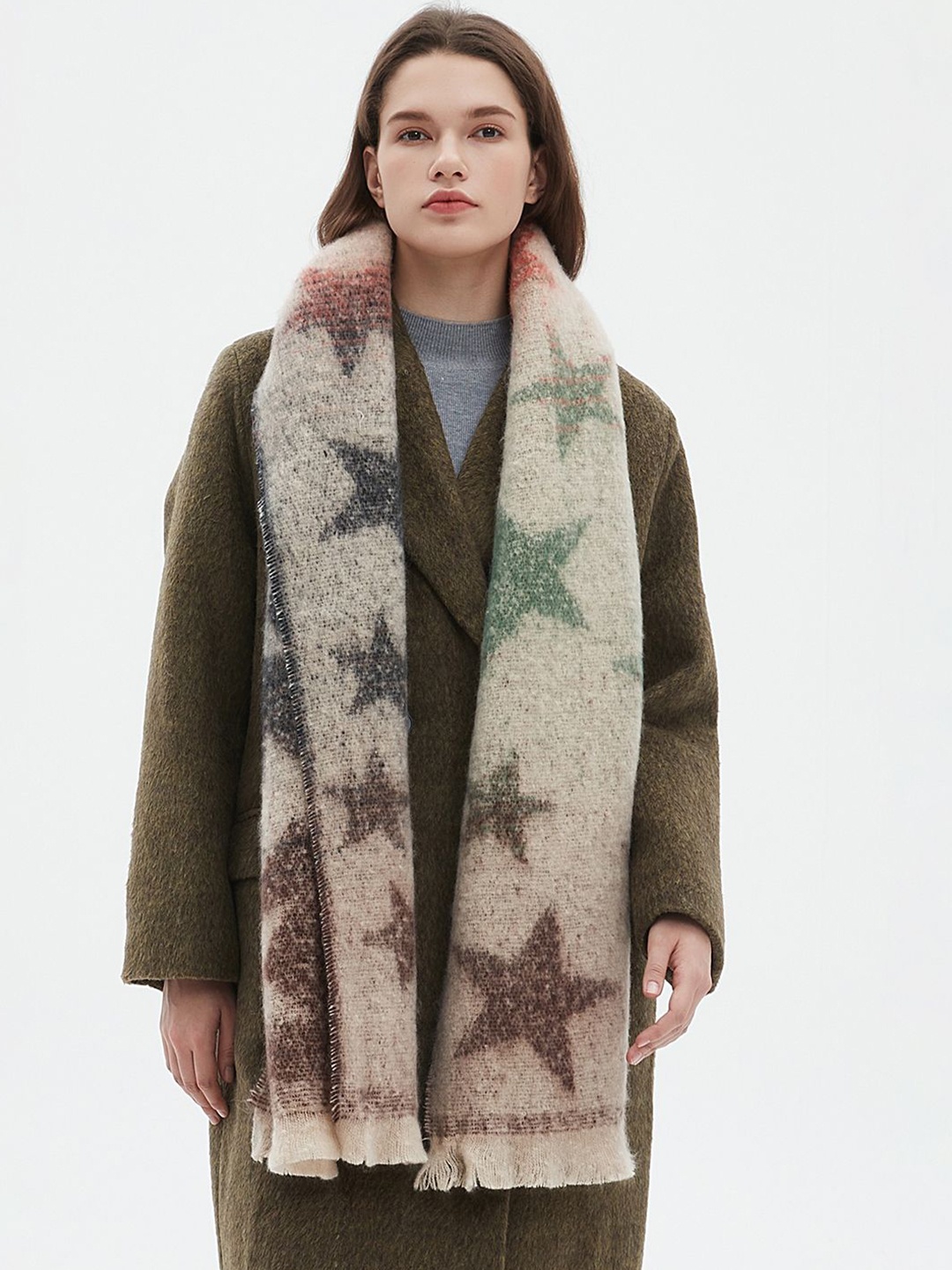 

JC Collection Women Printed Scarf, Brown