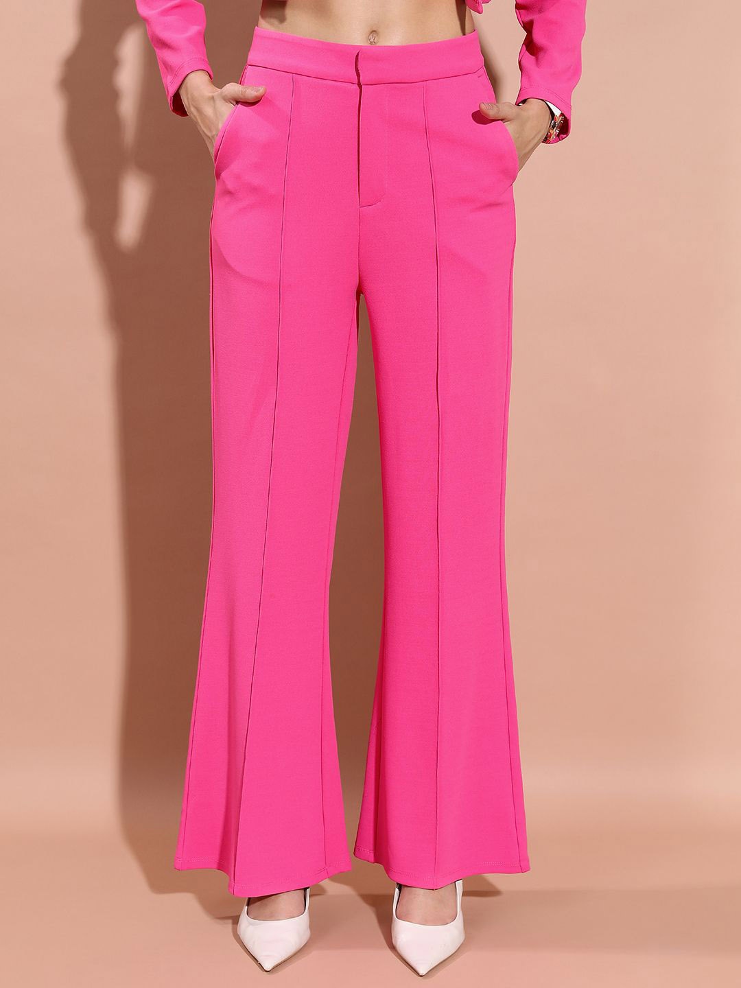

Tokyo Talkies Women Flared Trousers, Pink