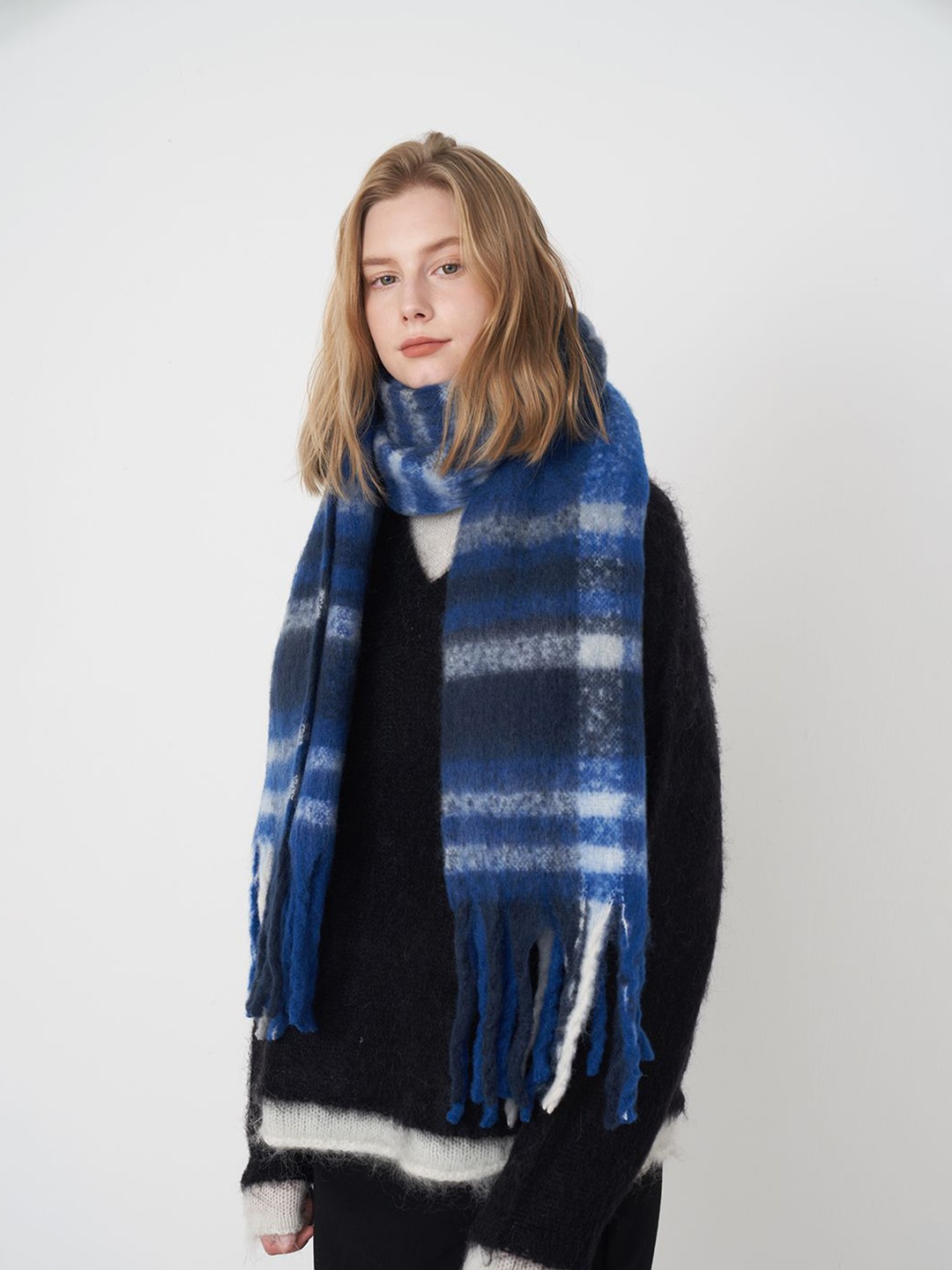 

JC Collection Women Striped Scarf, Blue