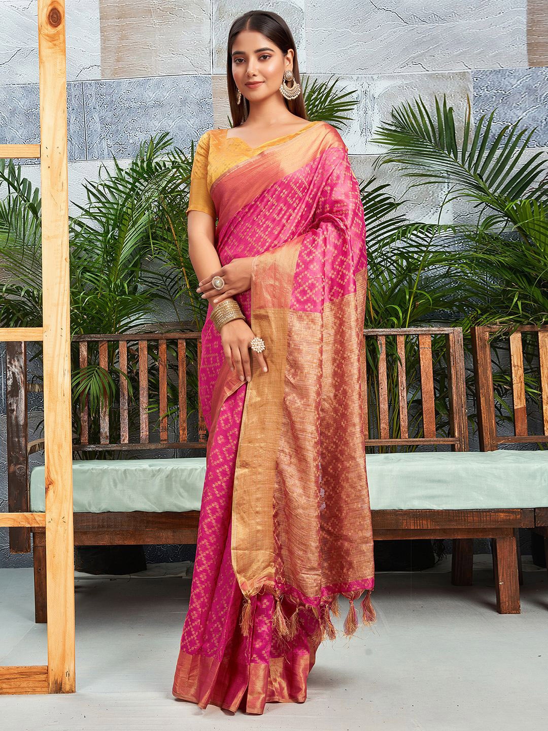 

all about you Woven Design Zari Pure Silk Ready to Wear Banarasi Saree, Brown