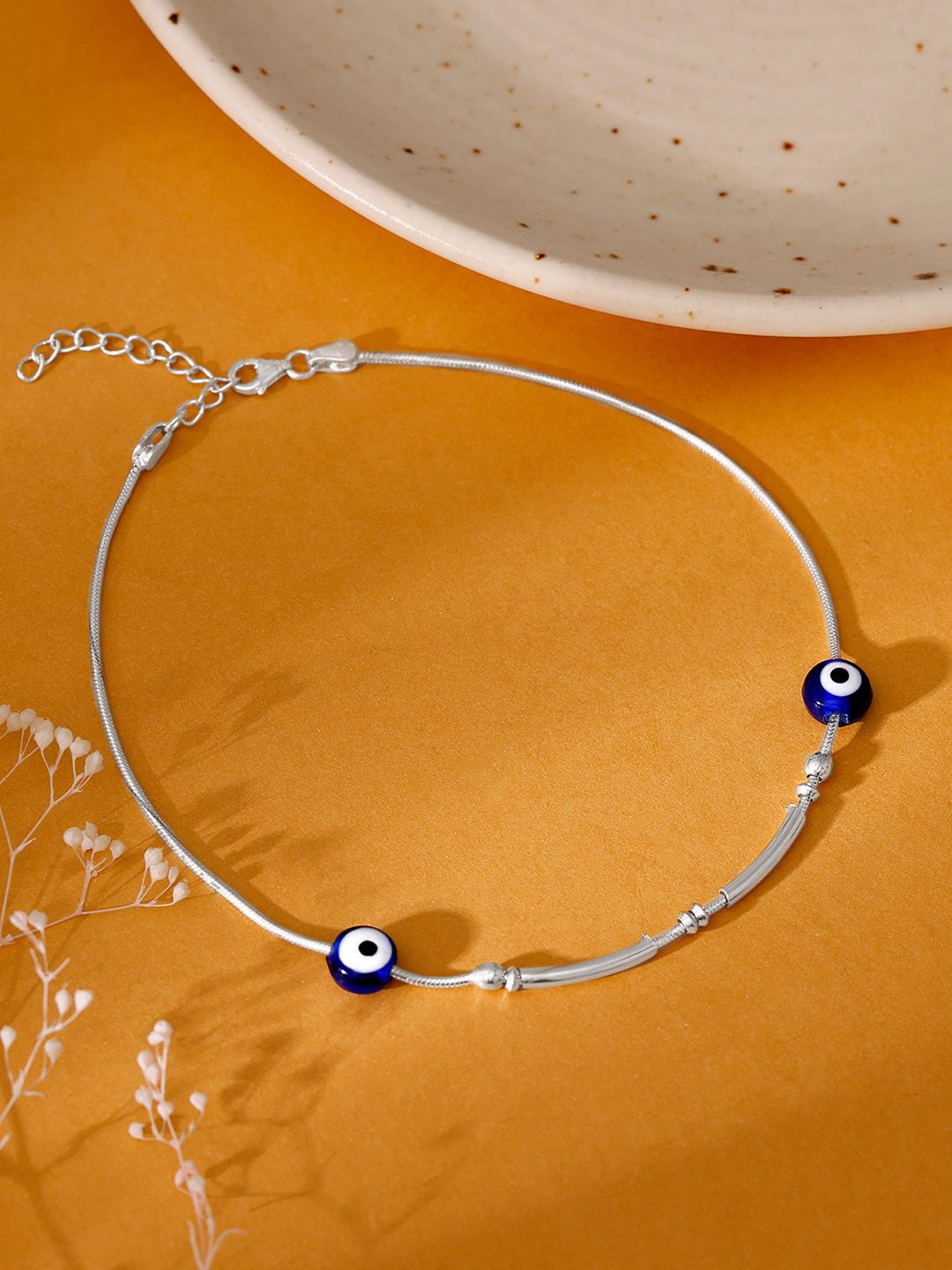 

GIVA 925 Sterling Silver Beaded Rhodium-Plated Anklet