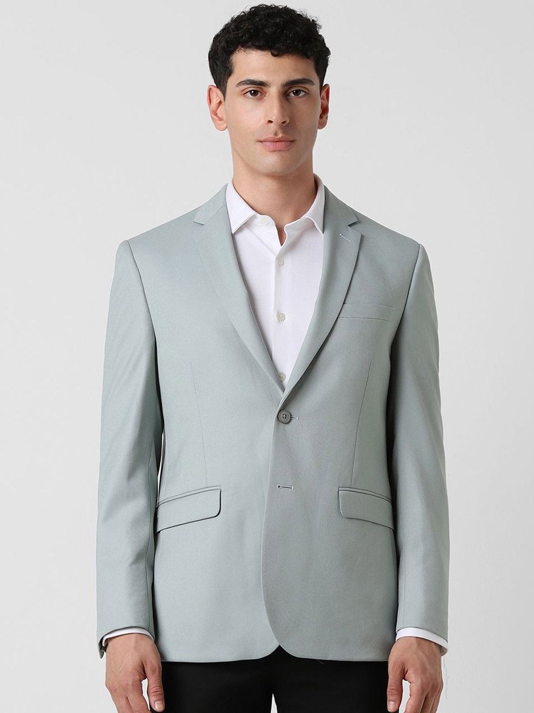 

Van Heusen Self Design Slim-Fit Single-Breasted Formal Blazer, Green