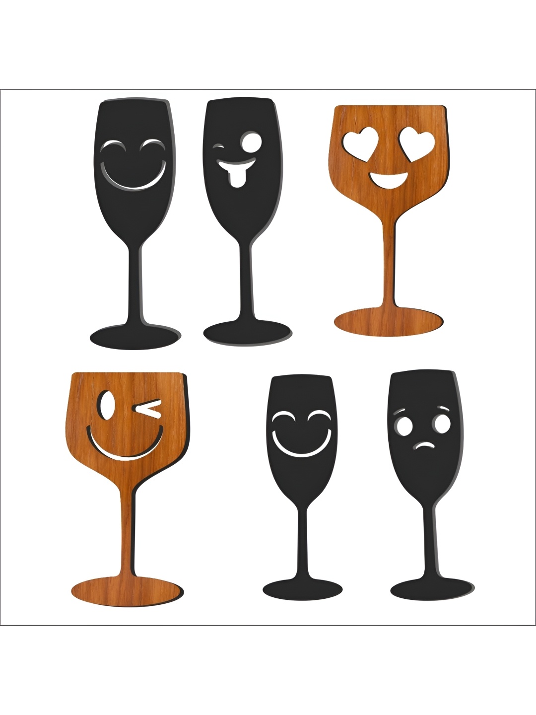 

CVANU 6Pcs Brown & Black Wooden Wall Decor Hangings