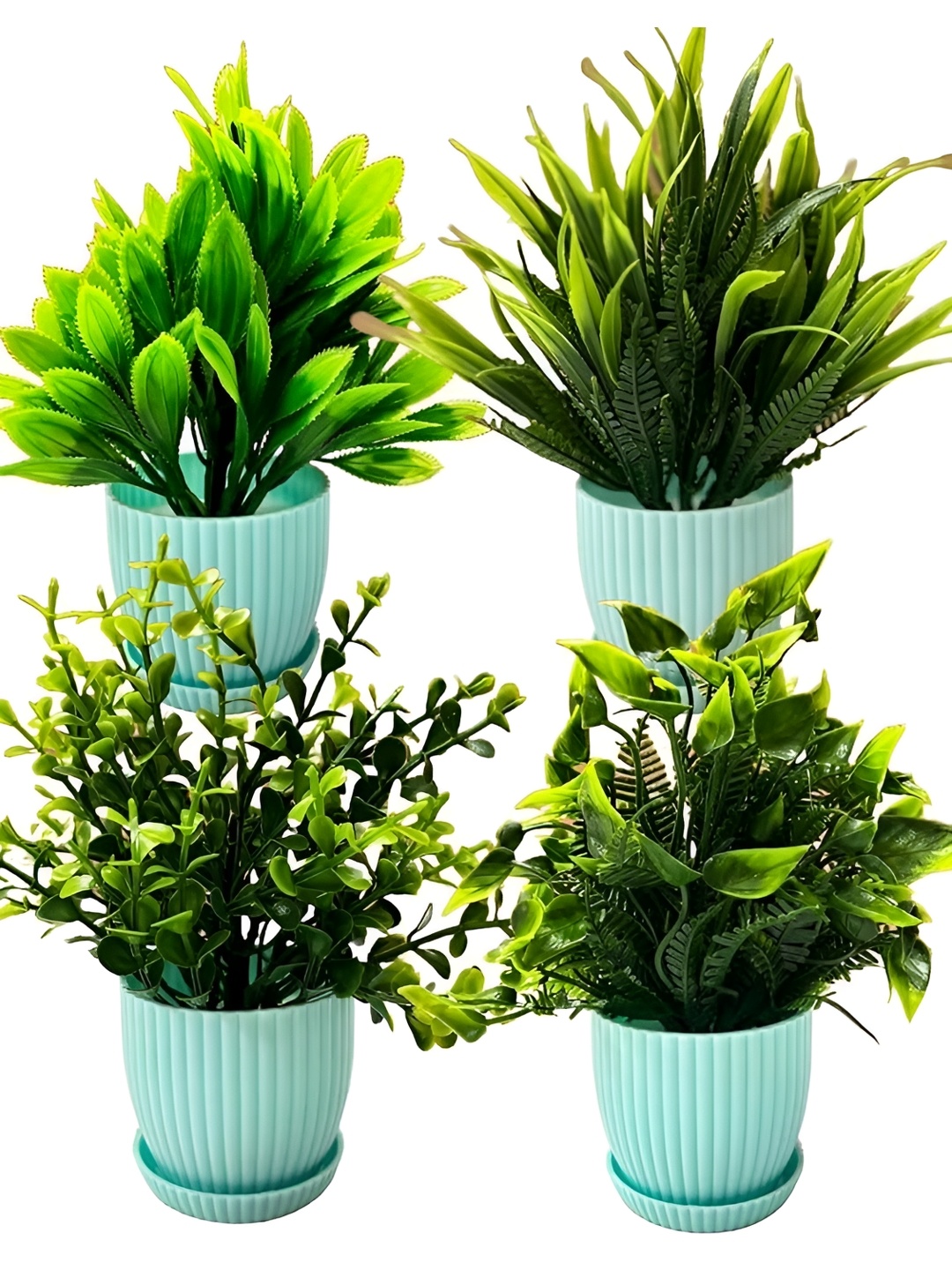 

KAAF Blue 4 Pieces Artificial Plant With Pot Artificial Flowers and Plants