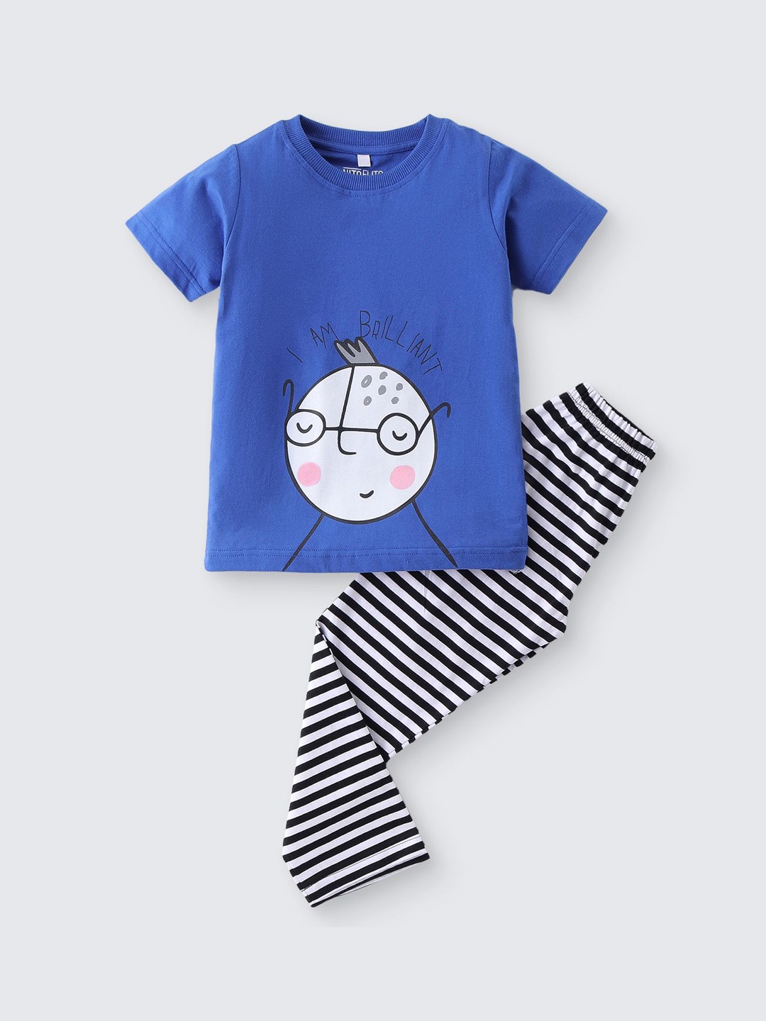 

Nite Flite Unisex Kids Printed Night suit, Blue