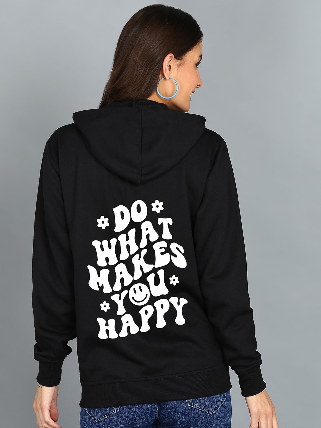 

FALTU.CO Women Typography Printed Hooded Ribbed Cotton Sweatshirt, Black