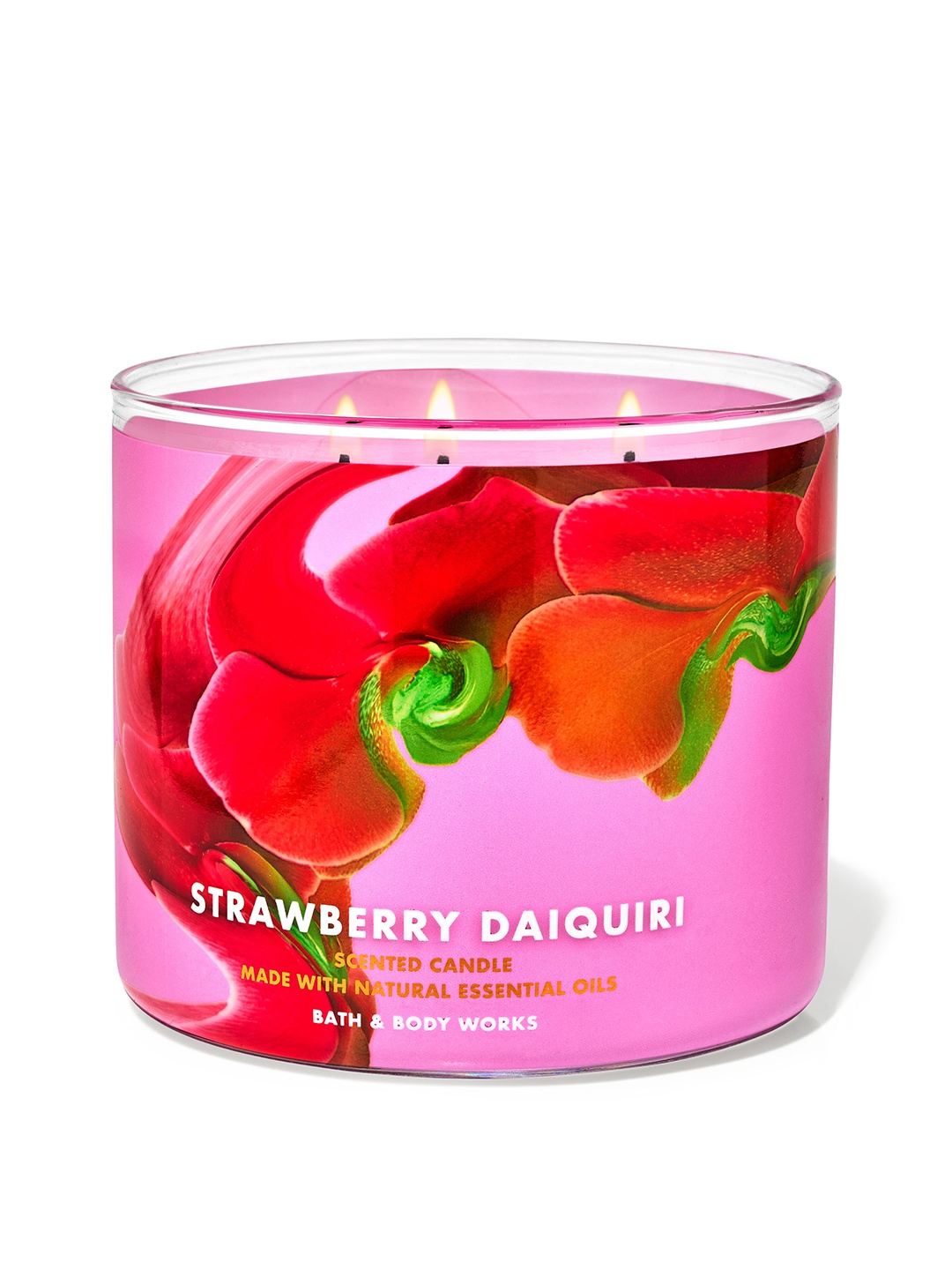 

Bath & Body Works Strawberry Daiquiri 3-Wick Candle with Essential Oils - 411 g, Pink