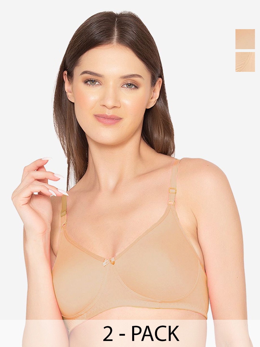 

GROVERSONS Paris Beauty Pack of 2 T-Shirt Non-Padded Bra Full Coverage, Nude