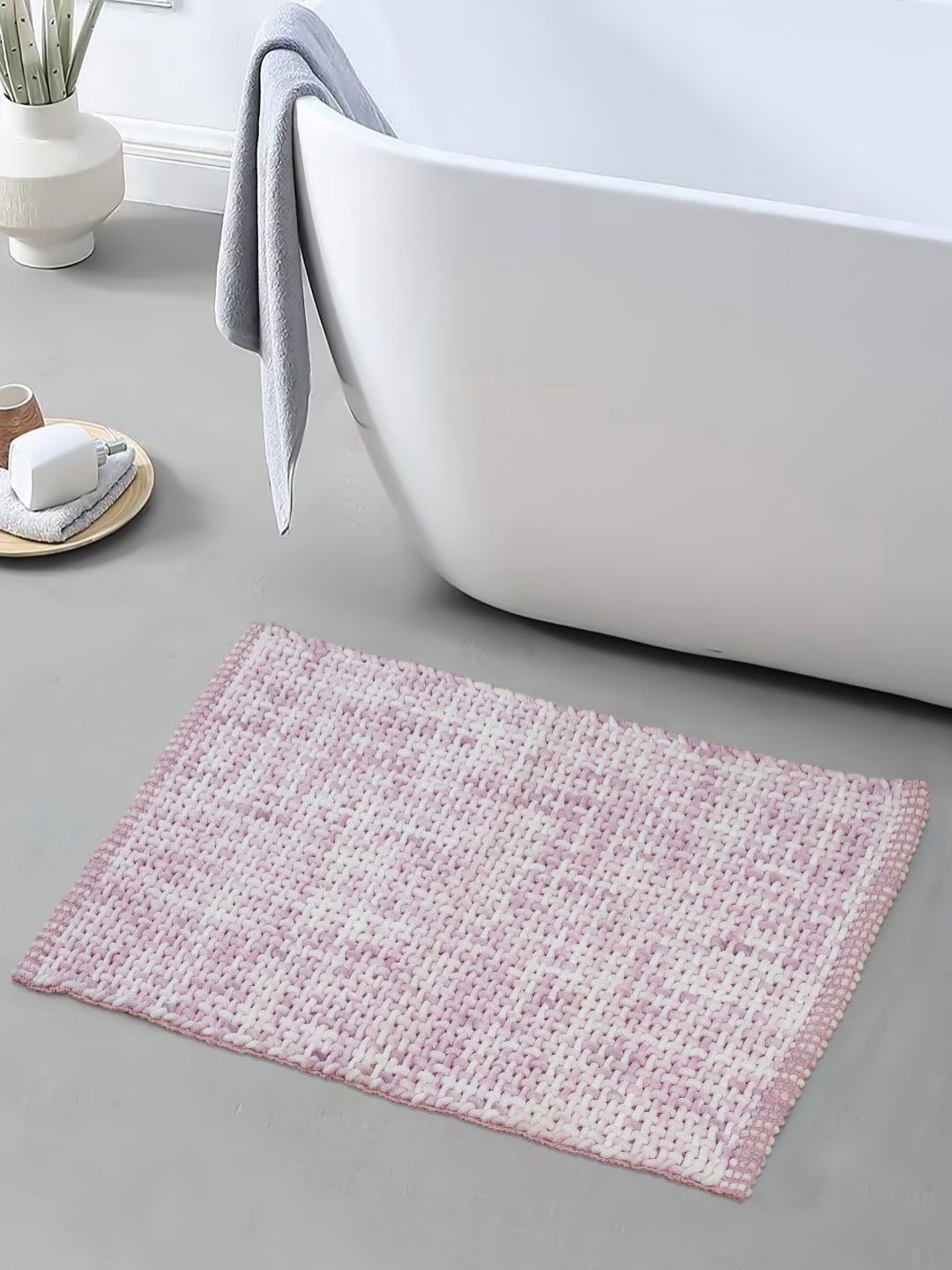 

HOMADORN Pink Textured 500 GSM Anti Skid Bath Rugs