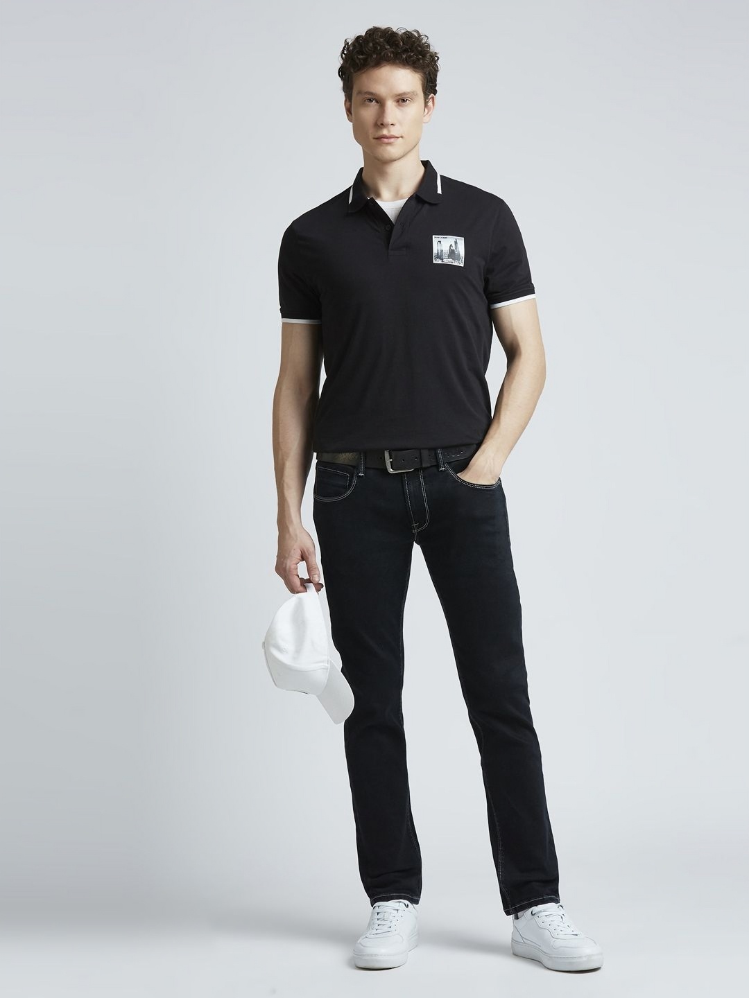 

Pepe Jeans Men Solid Polo Collar Cotton T-shirt, Black