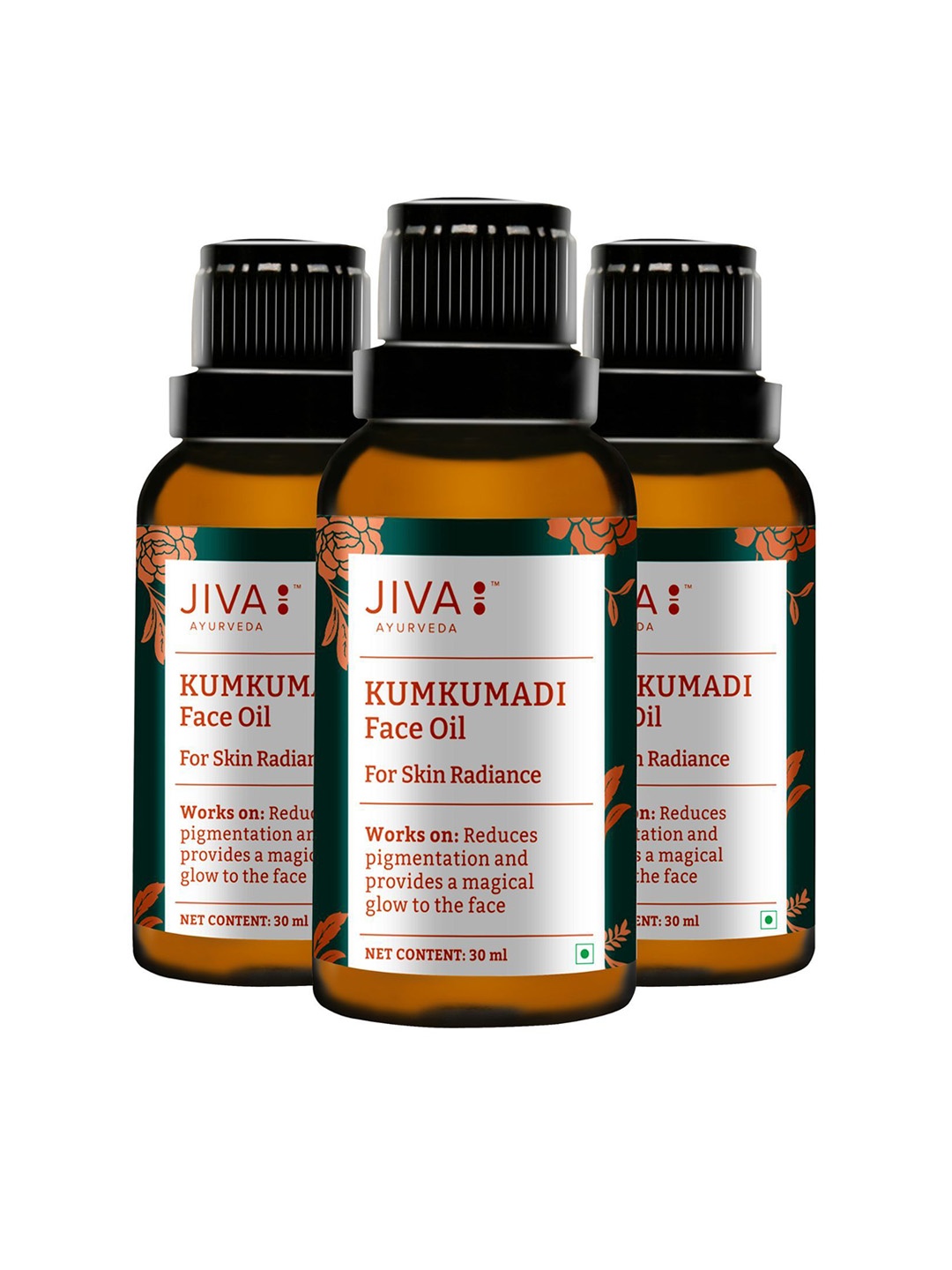 

Jiva Set Of 3 Ayurveda Kumkumadi Face Oil For Skin Radiance - 30 ml Each, Brown