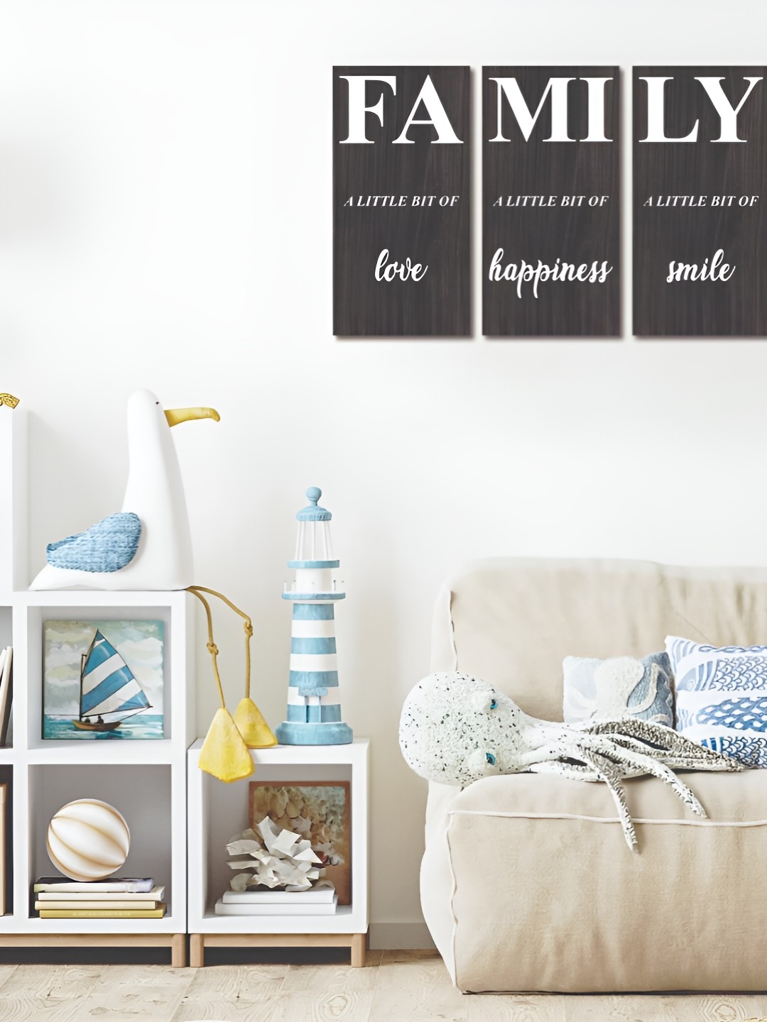 

CVANU 3-Pcs Black & White Wooden Printed Wall Hanging