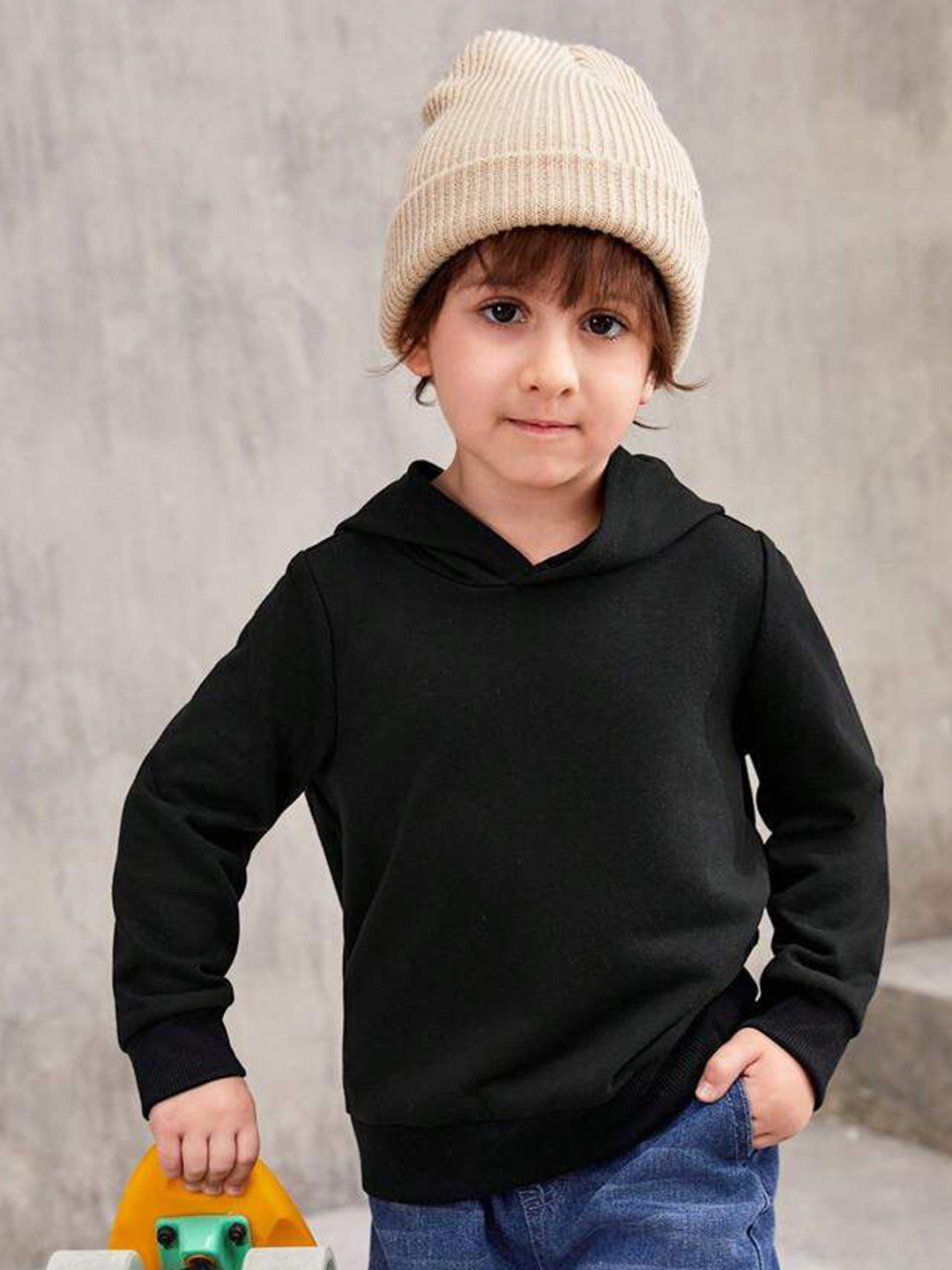 

TABADTOD Unisex Kids Solid Hooded Sweatshirt, Black