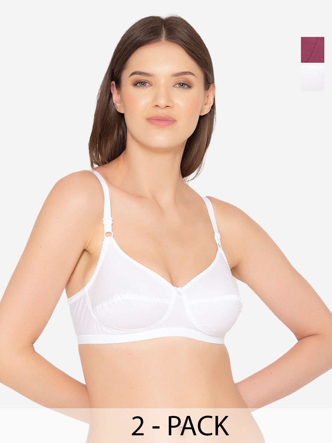 

GROVERSONS Paris Beauty Women Everyday Full Coverage Pack of 2 T-Shirt Bra, White