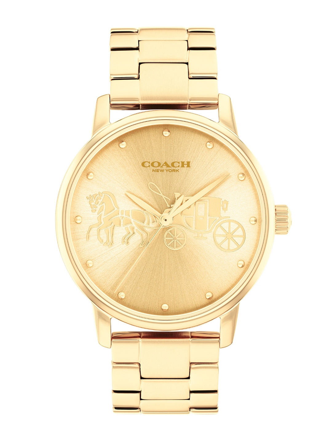 

Coach Women Grand Logo Printed Dial Analogue Watch 14503075, Gold