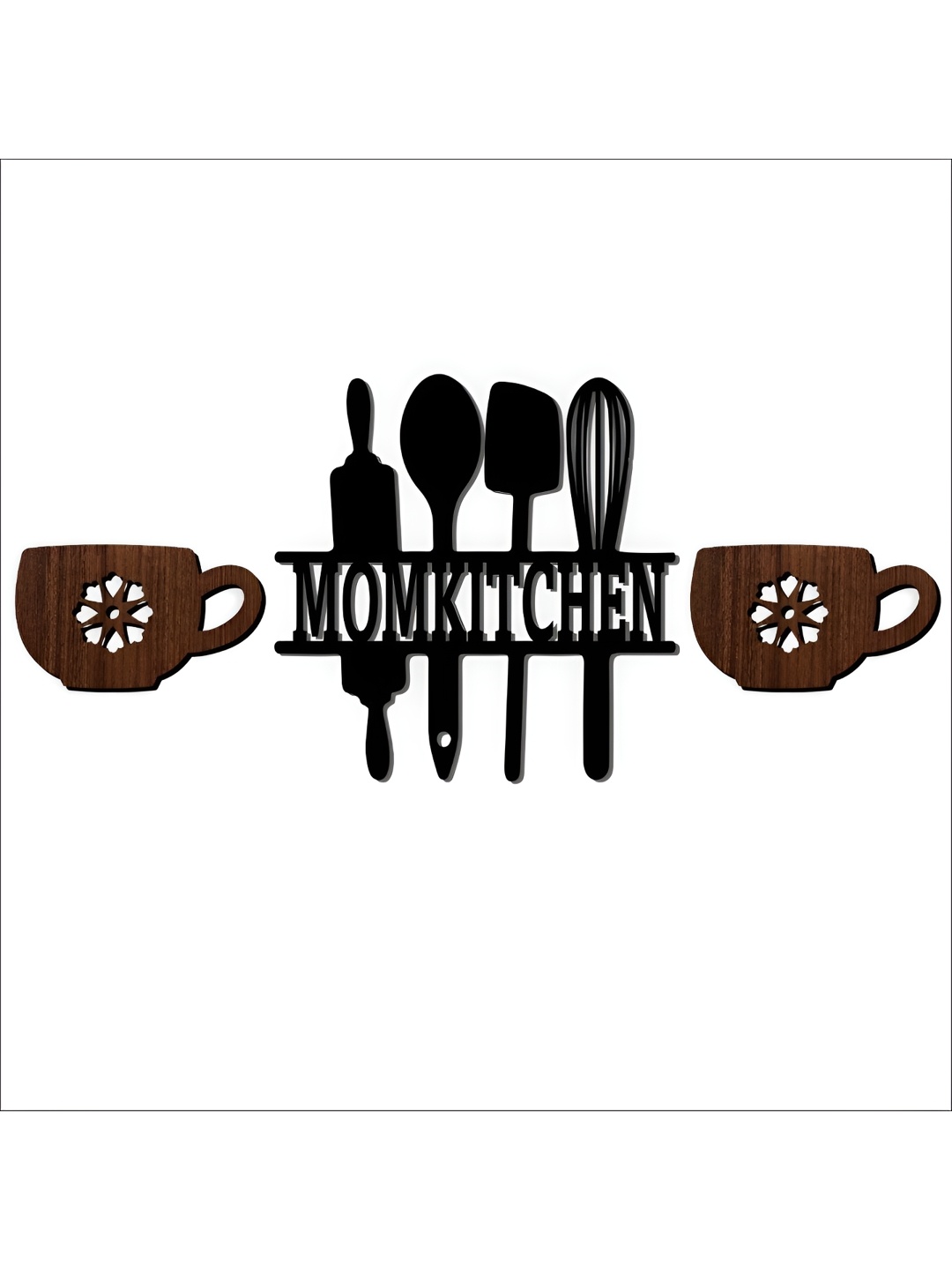 

CVANU Brown & Black 3 Pieces Wooden Wall Hangings