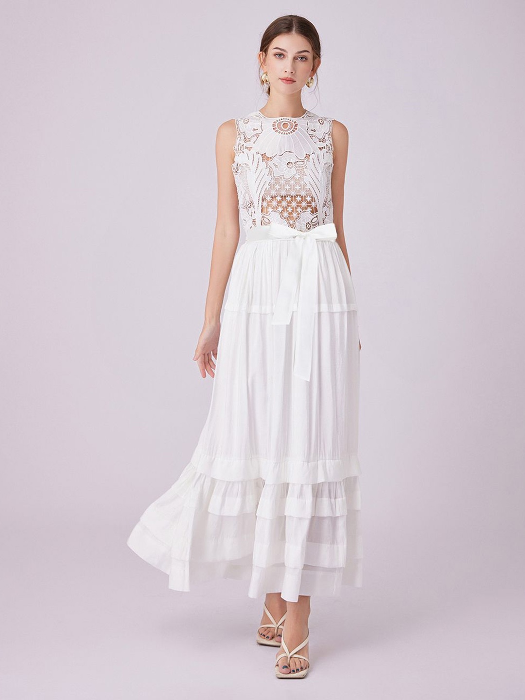 

JC Collection Fit & Flare Maxi Dress, White