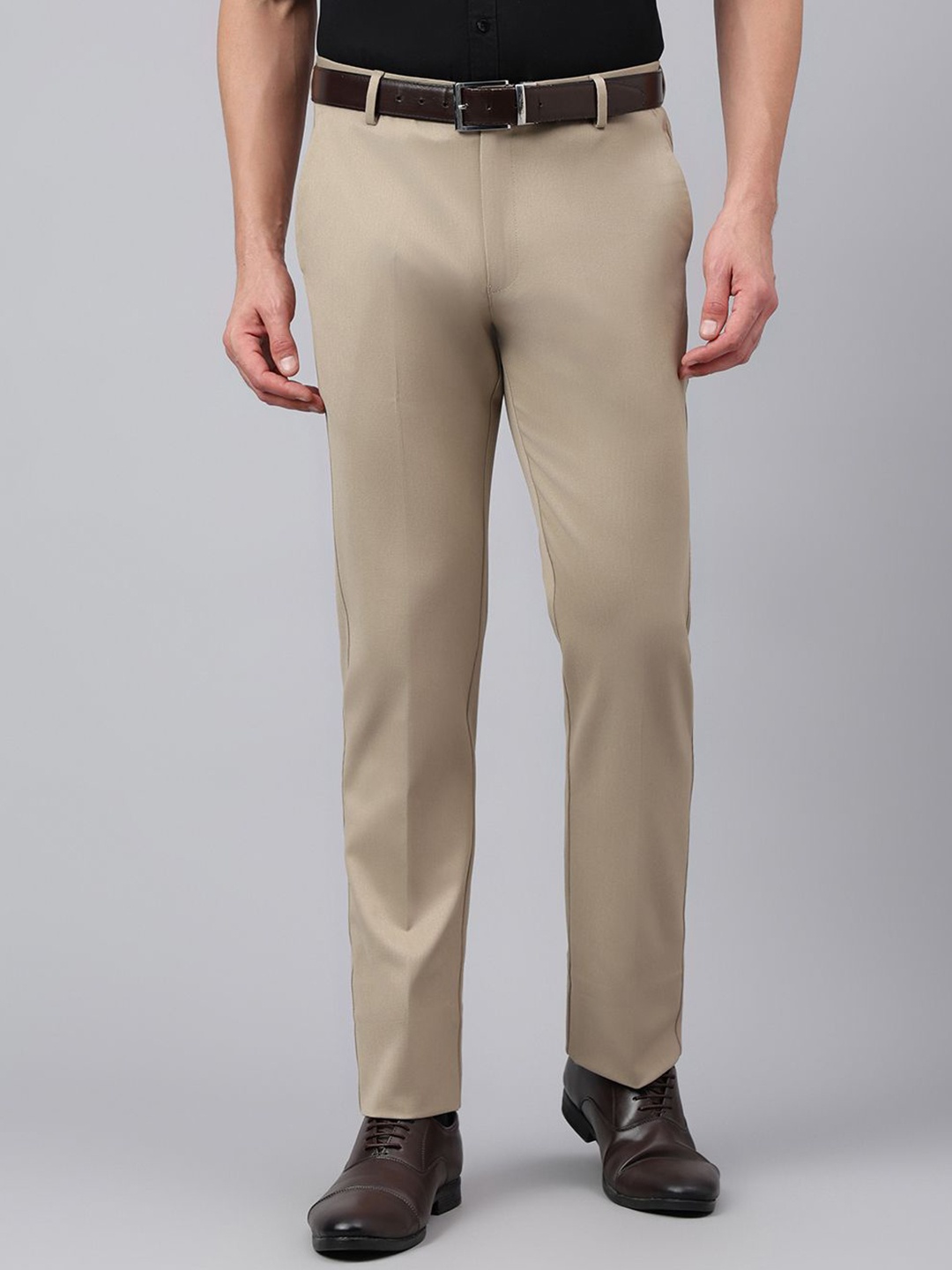 

Richlook Men Mid-Rise Formal Trousers, Beige