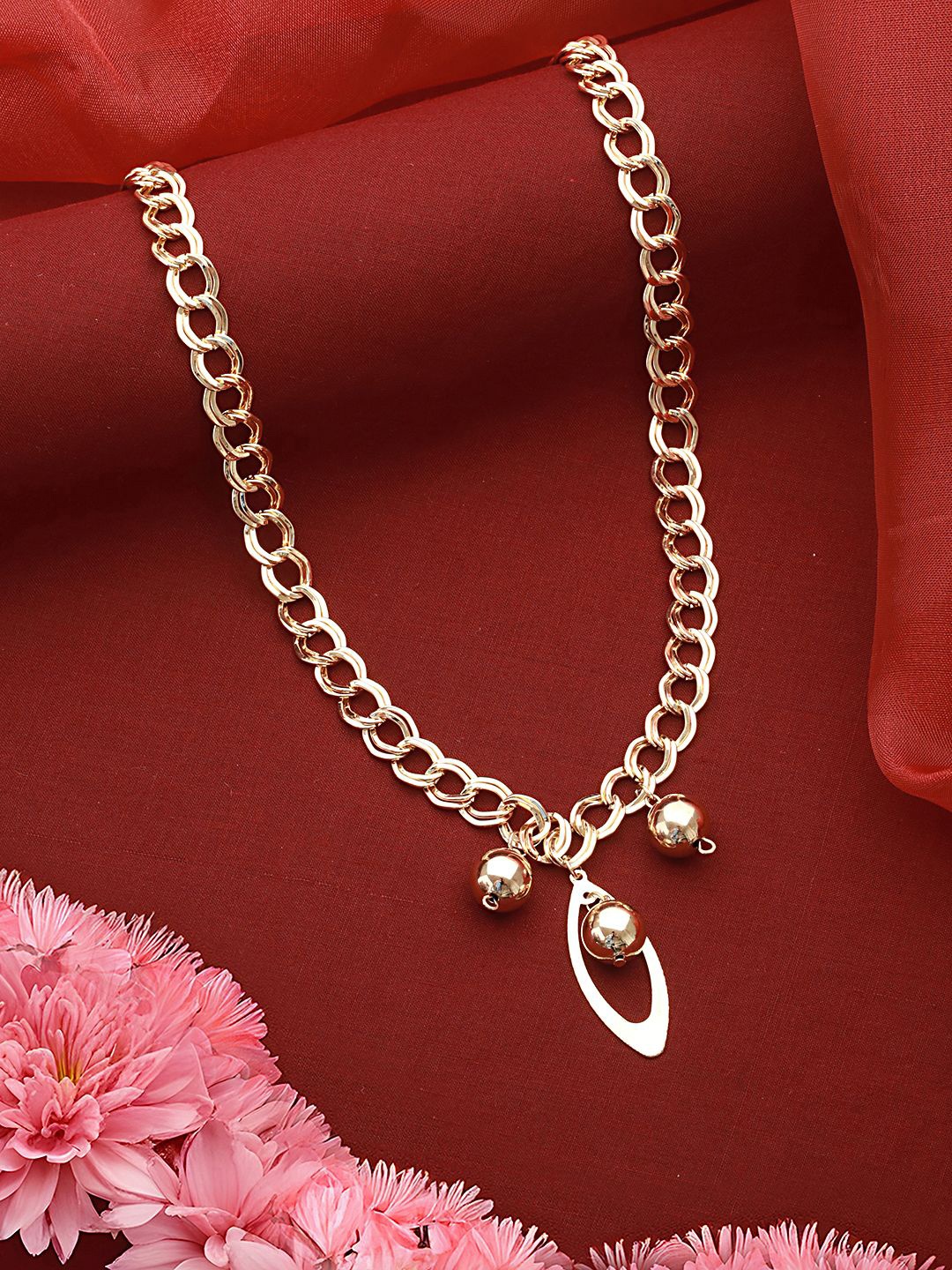 

SARAF TRENDZ Anti-tarnish Gold-Plated Ball Pendant Link Chain Necklace