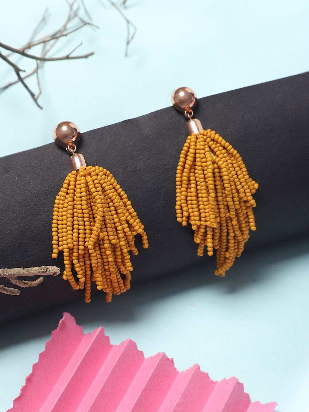 

ELLE Gold Plated Artificial Beads Drop Earrings